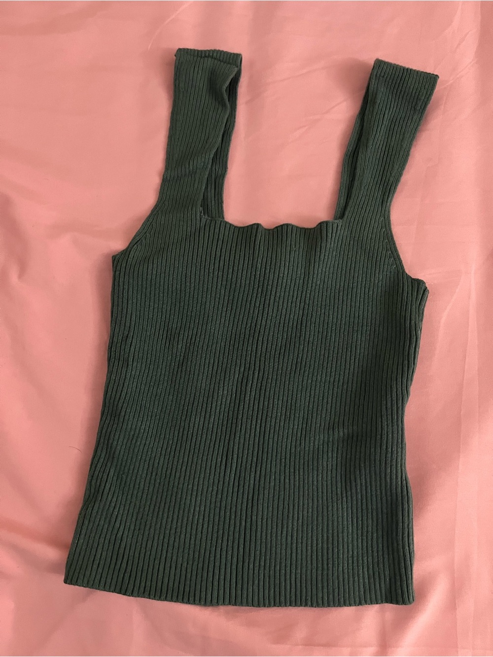 Abercrombie & Fitch Dark Green Ribbed Square-Neck Tank